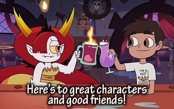 Marco and Hekapoo downin' a few.